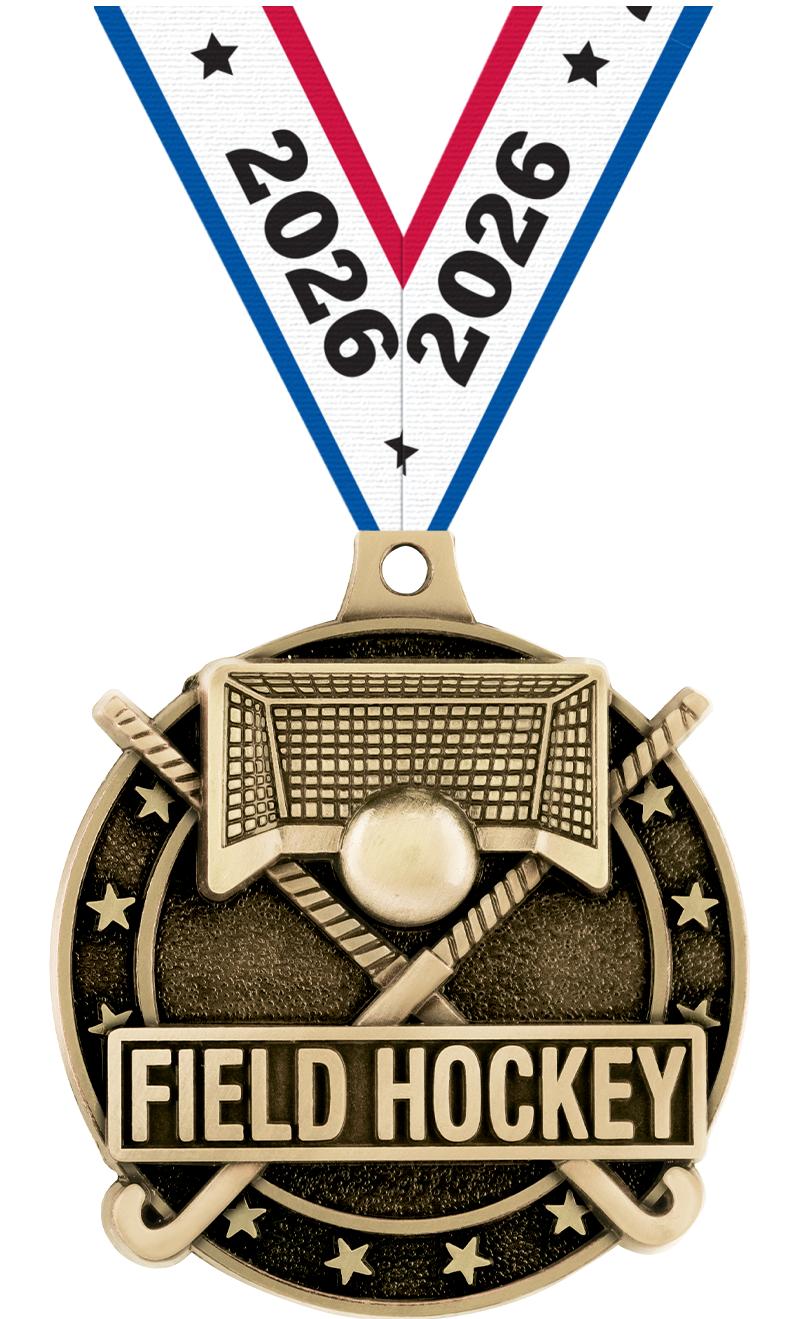 2" 3D FIELD HOCKEY MEDAL GOLD