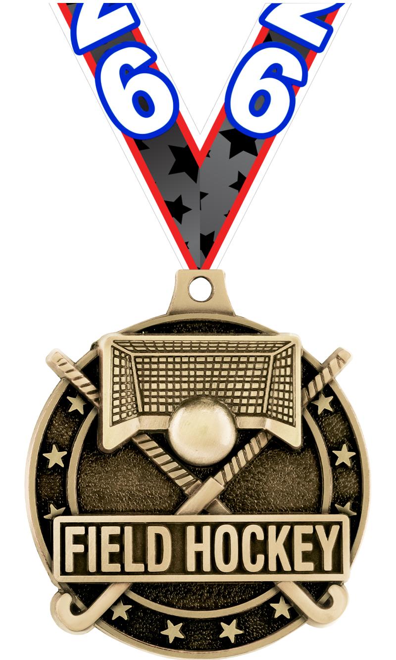 2" 3D FIELD HOCKEY MEDAL GOLD