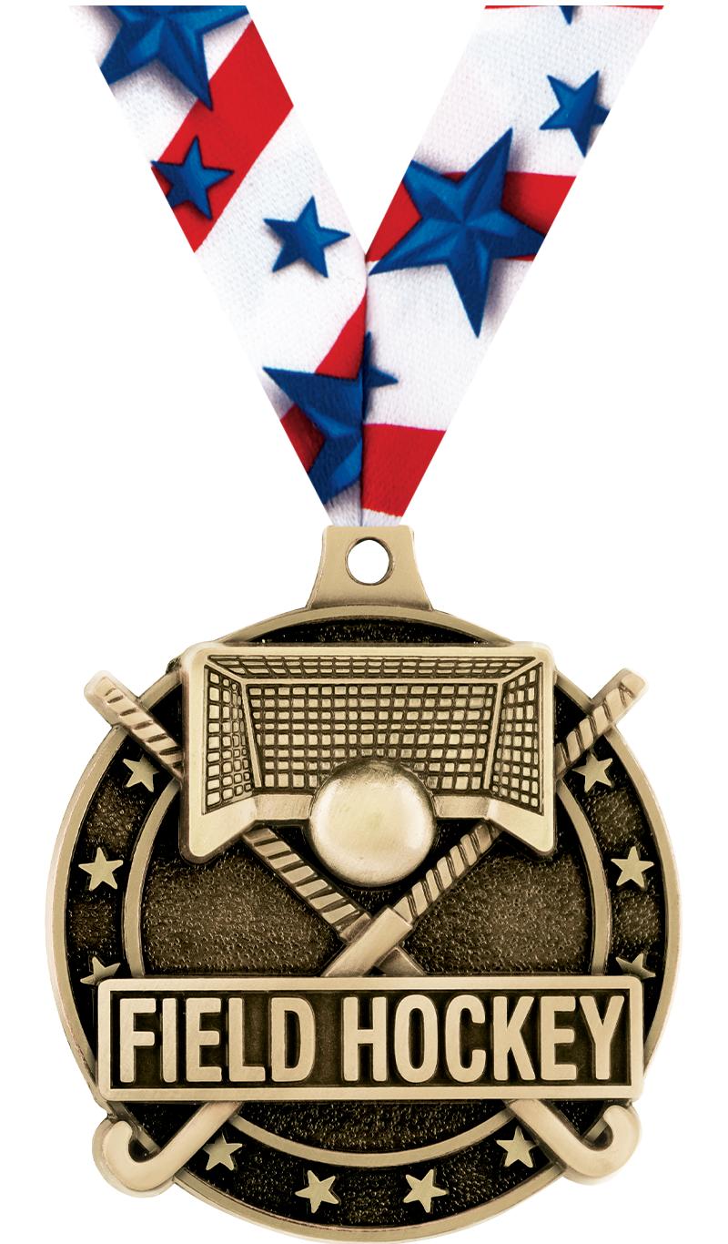 2" 3D FIELD HOCKEY MEDAL GOLD