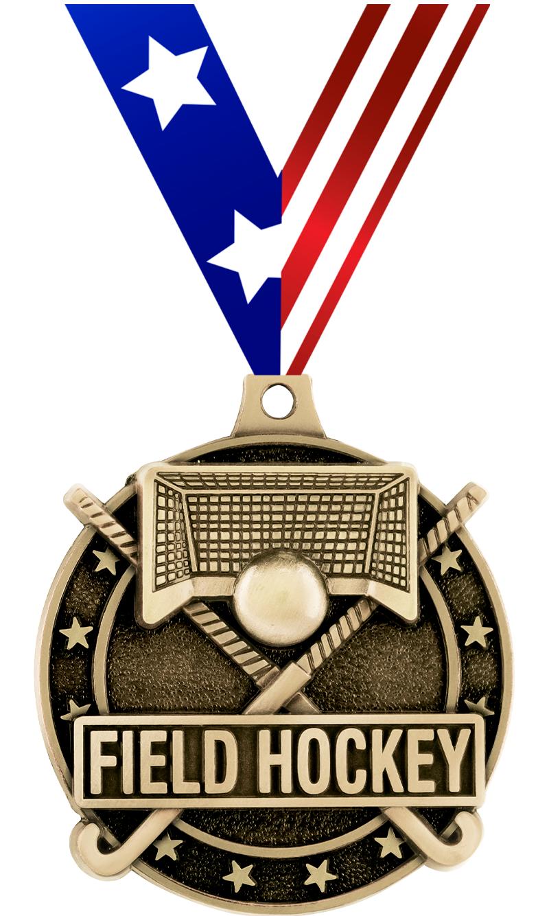 2" 3D FIELD HOCKEY MEDAL GOLD