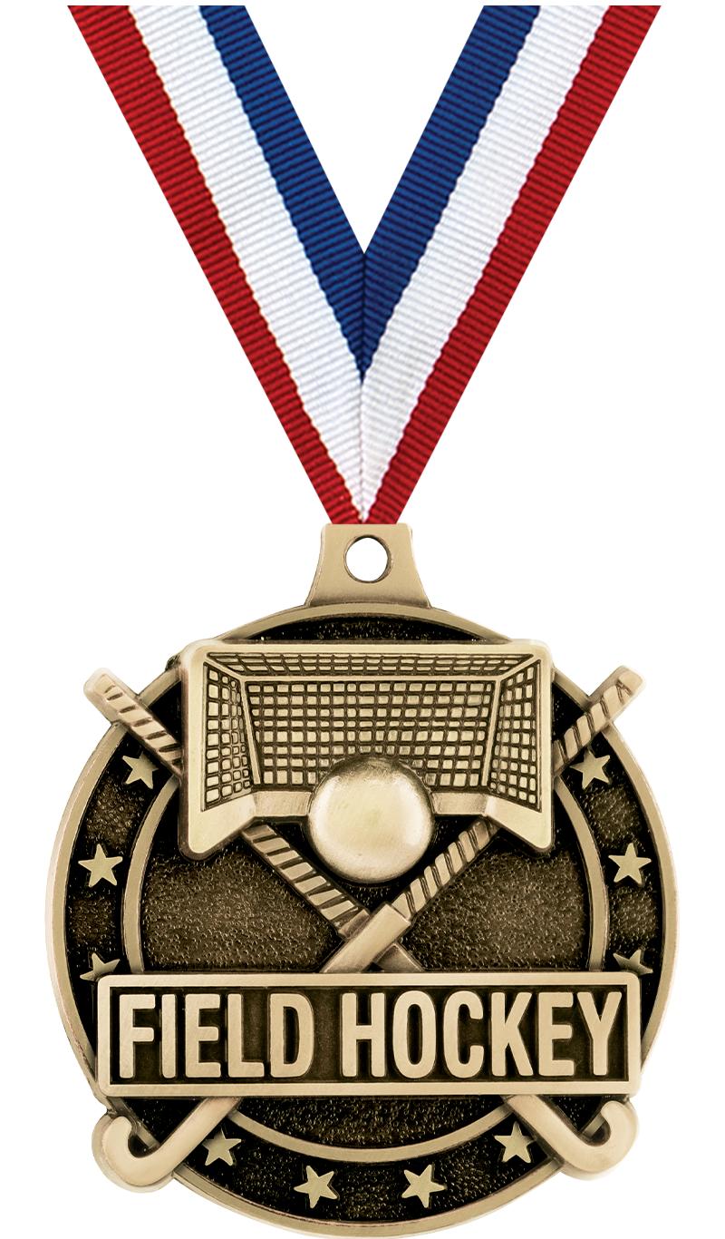 2" 3D FIELD HOCKEY MEDAL GOLD
