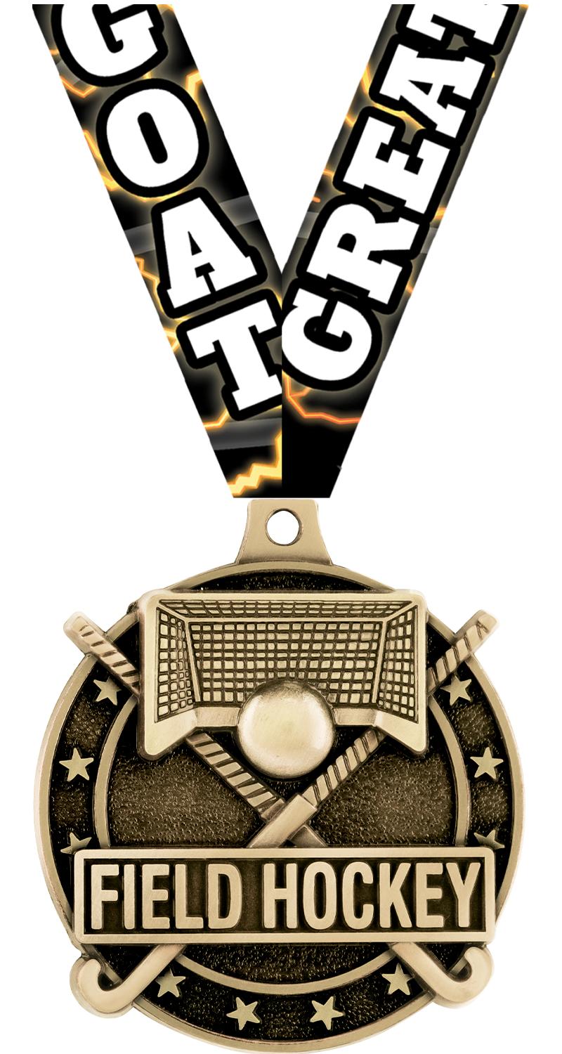 2" 3D FIELD HOCKEY MEDAL GOLD
