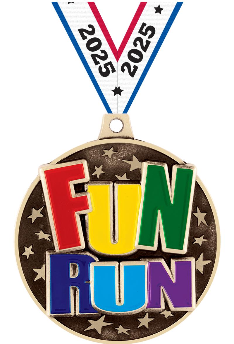 2" 3D FUN RUN MEDAL GOLD