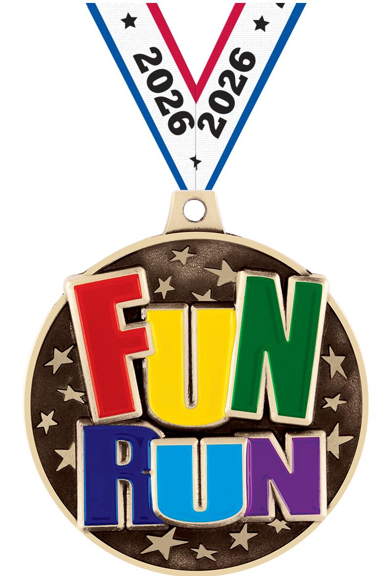 2" 3D FUN RUN MEDAL GOLD