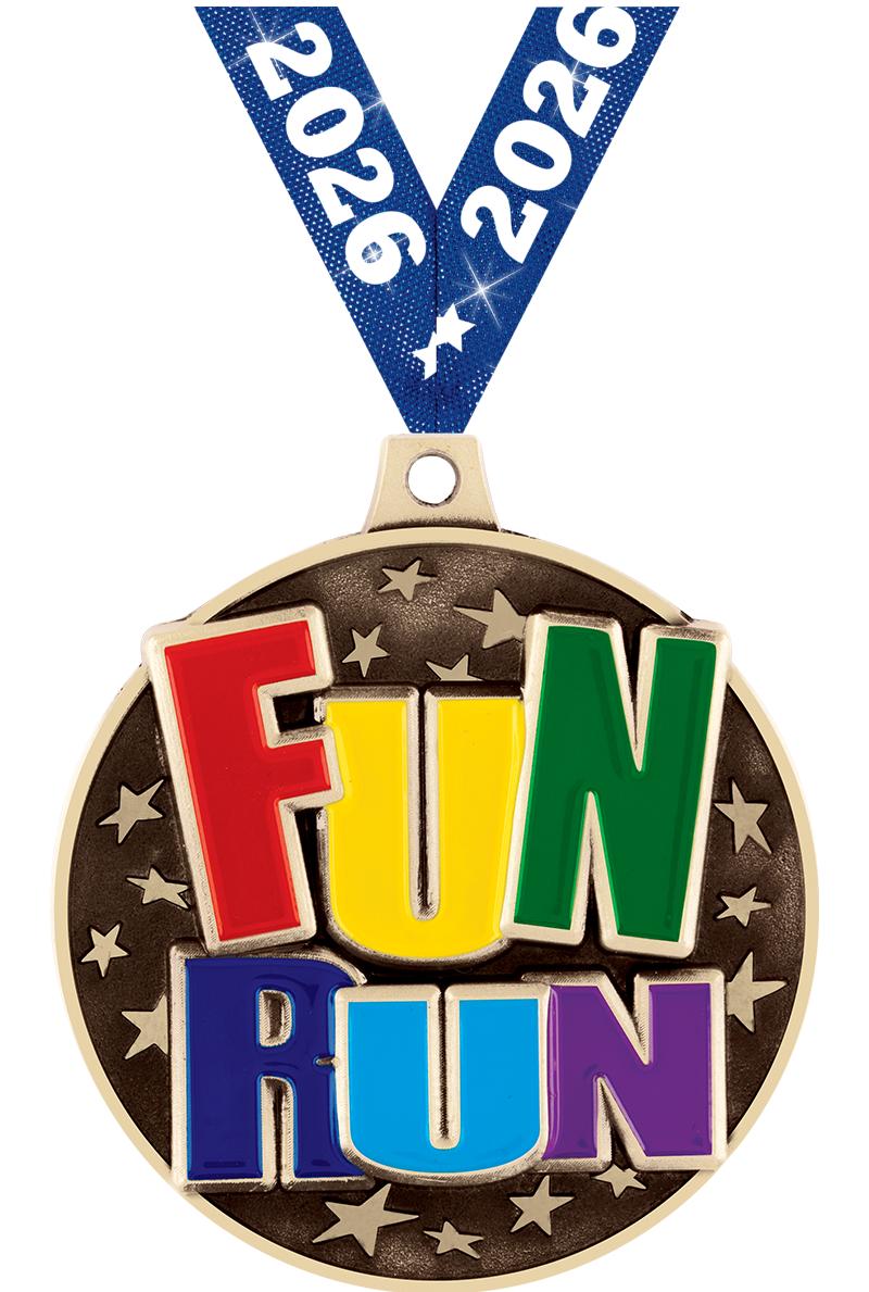 2" 3D FUN RUN MEDAL GOLD