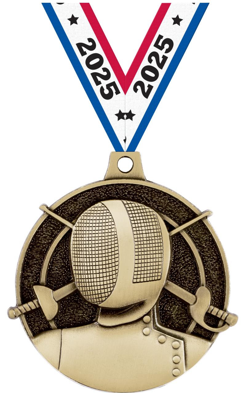 2" 3D FENCING MEDAL GOLD