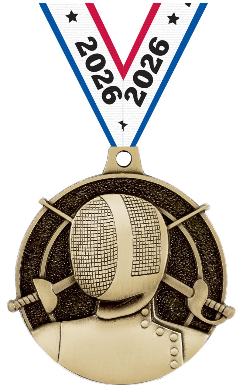 2" 3D FENCING MEDAL GOLD