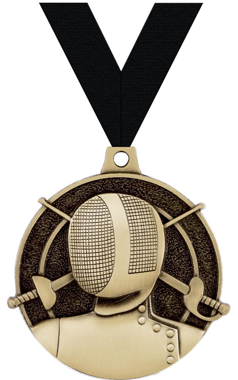 2" 3D FENCING MEDAL GOLD