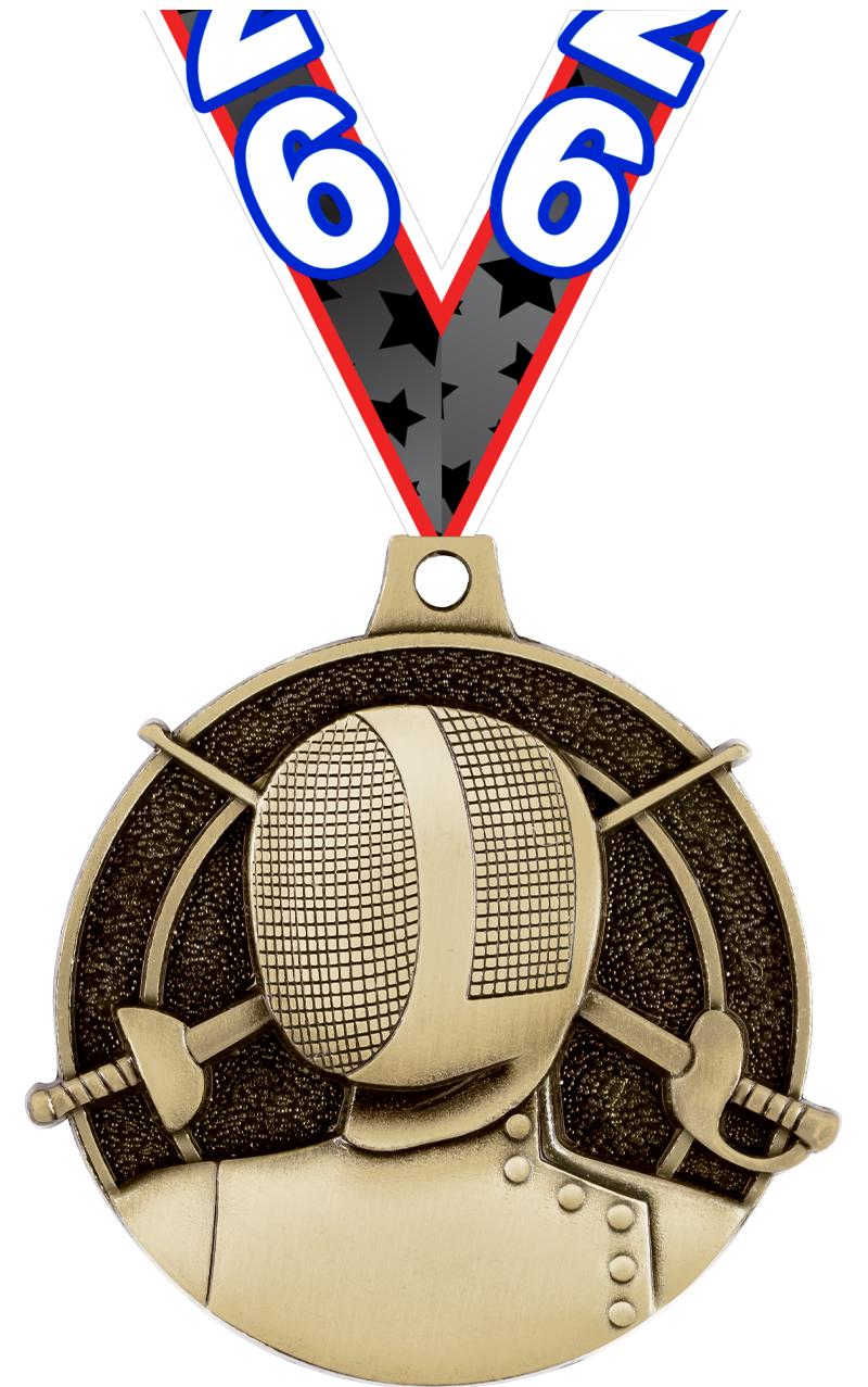 2" 3D FENCING MEDAL GOLD