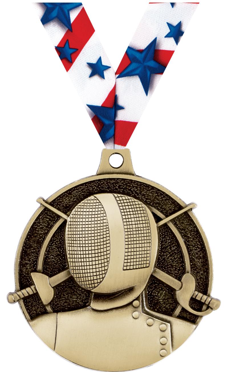 2" 3D FENCING MEDAL GOLD