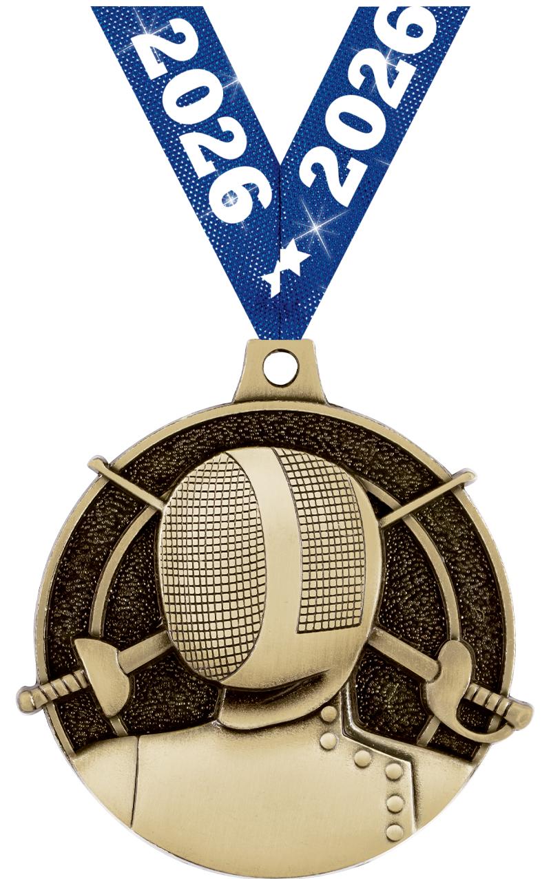 2" 3D FENCING MEDAL GOLD