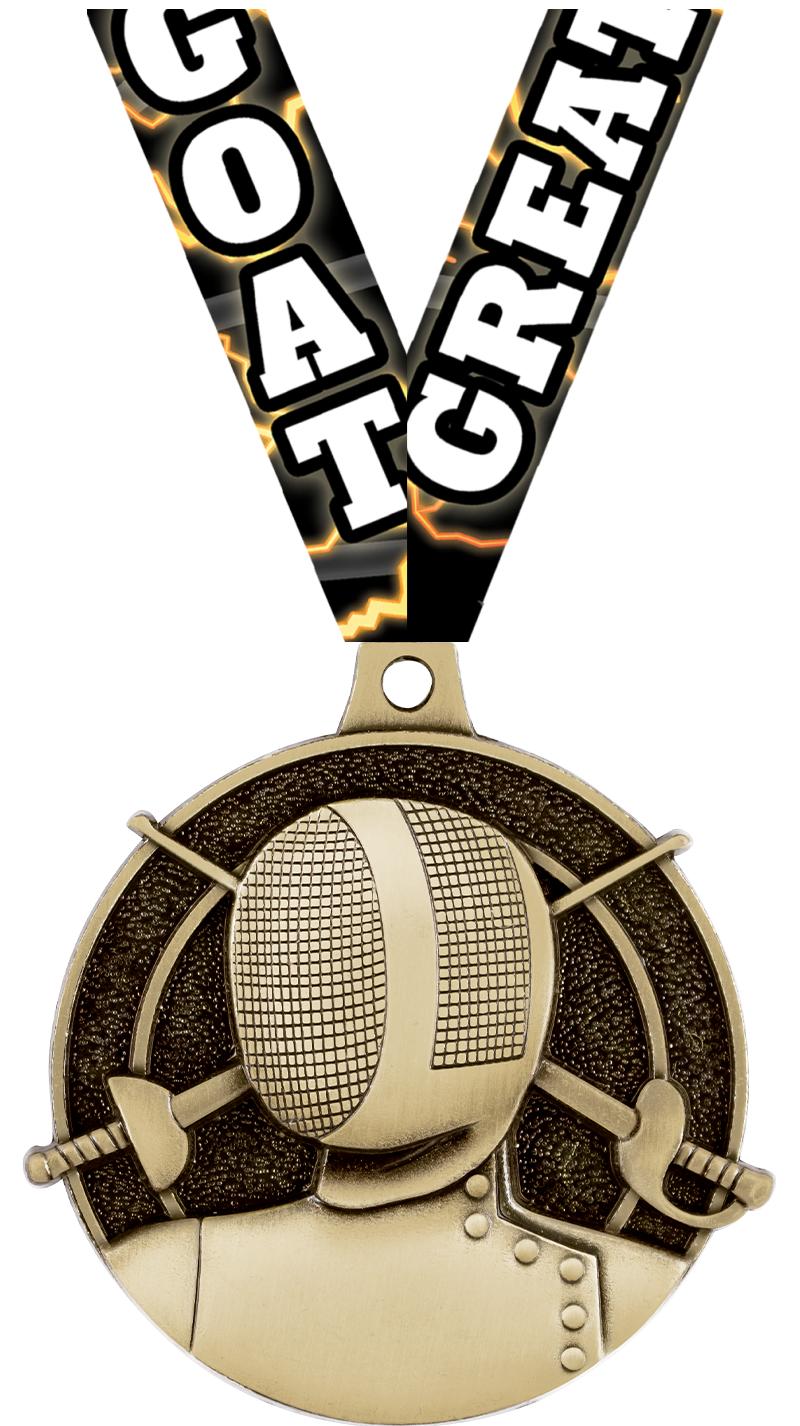 2" 3D FENCING MEDAL GOLD