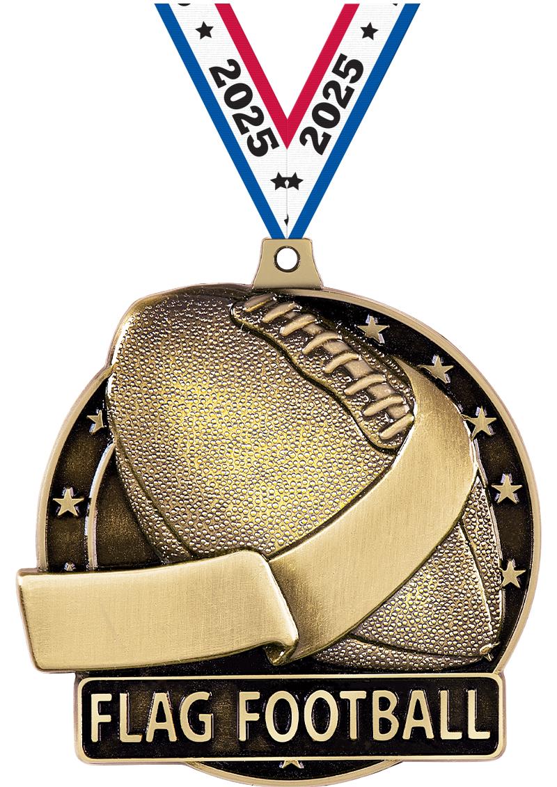 2" 3D FLAG FOOTBALL-MEDAL GOLD
