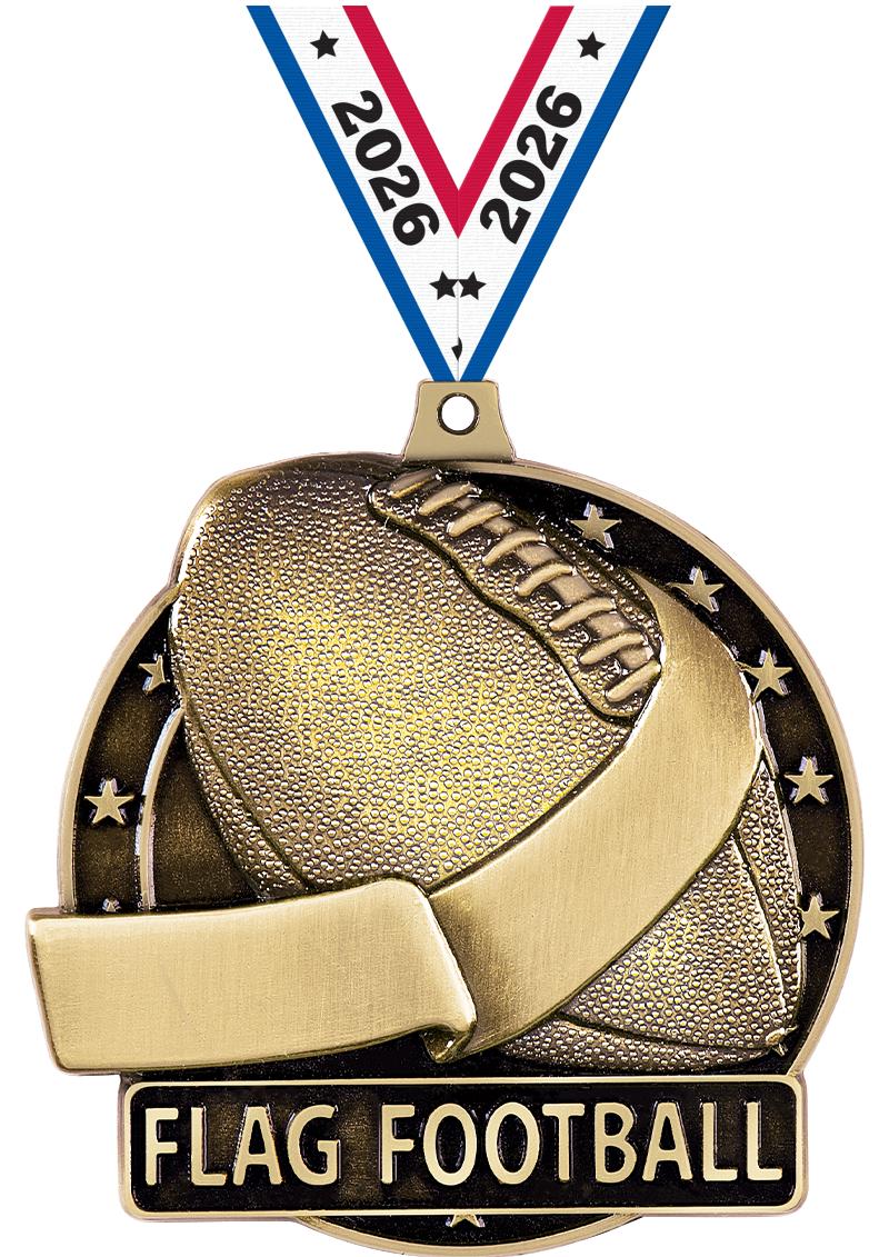 2" 3D FLAG FOOTBALL-MEDAL GOLD