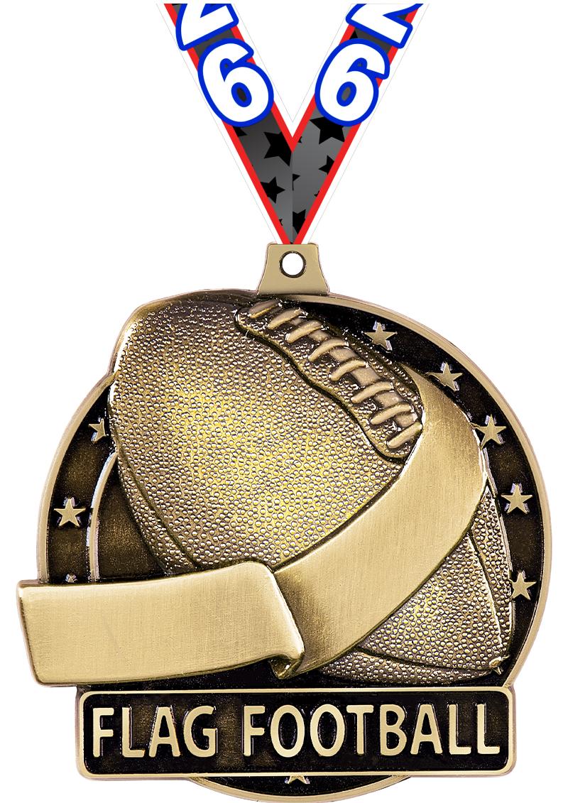 2" 3D FLAG FOOTBALL-MEDAL GOLD