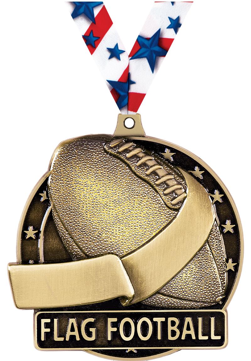 2" 3D FLAG FOOTBALL-MEDAL GOLD