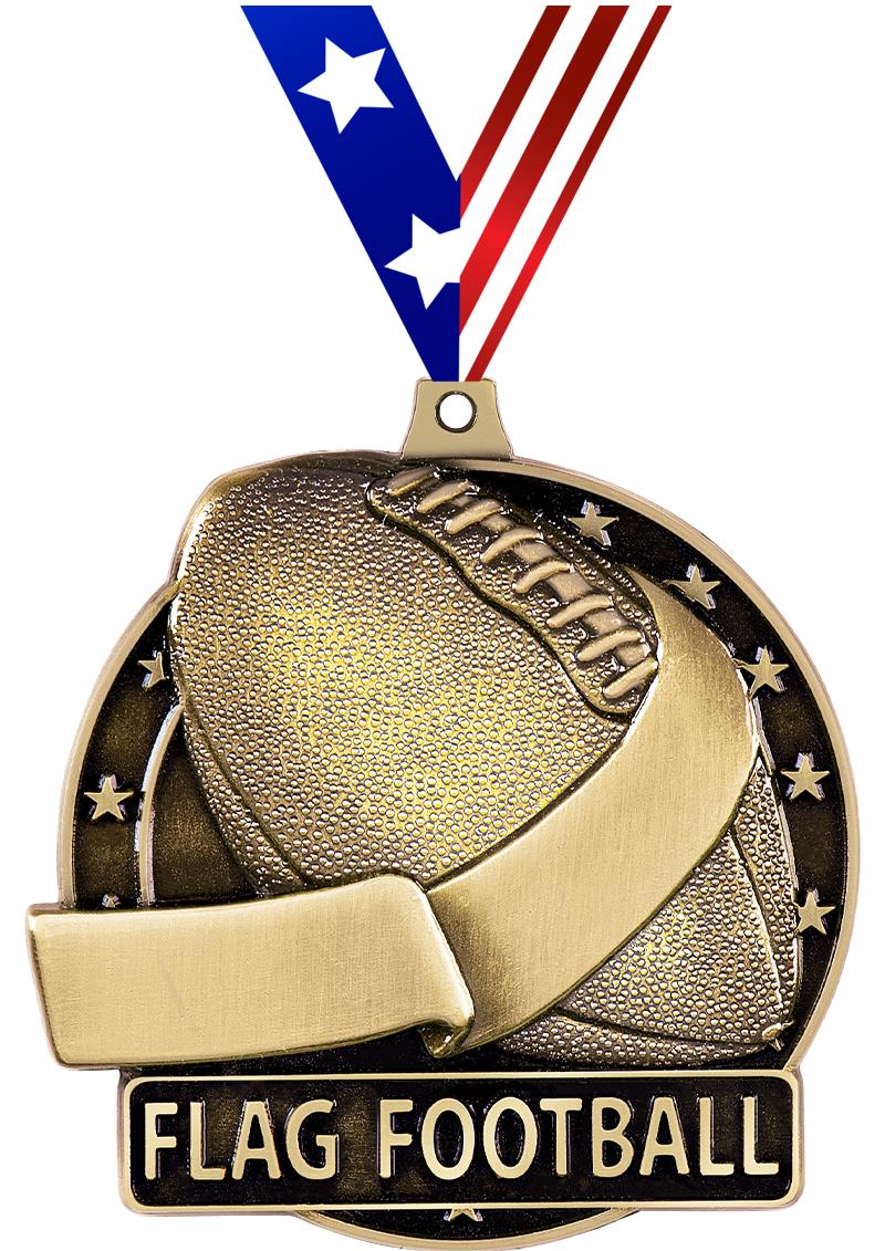 2" 3D FLAG FOOTBALL-MEDAL GOLD