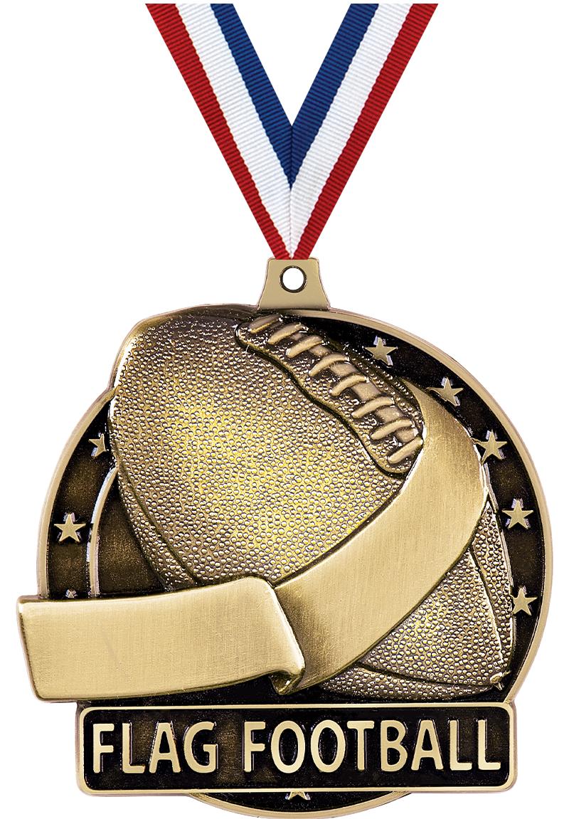 2" 3D FLAG FOOTBALL-MEDAL GOLD