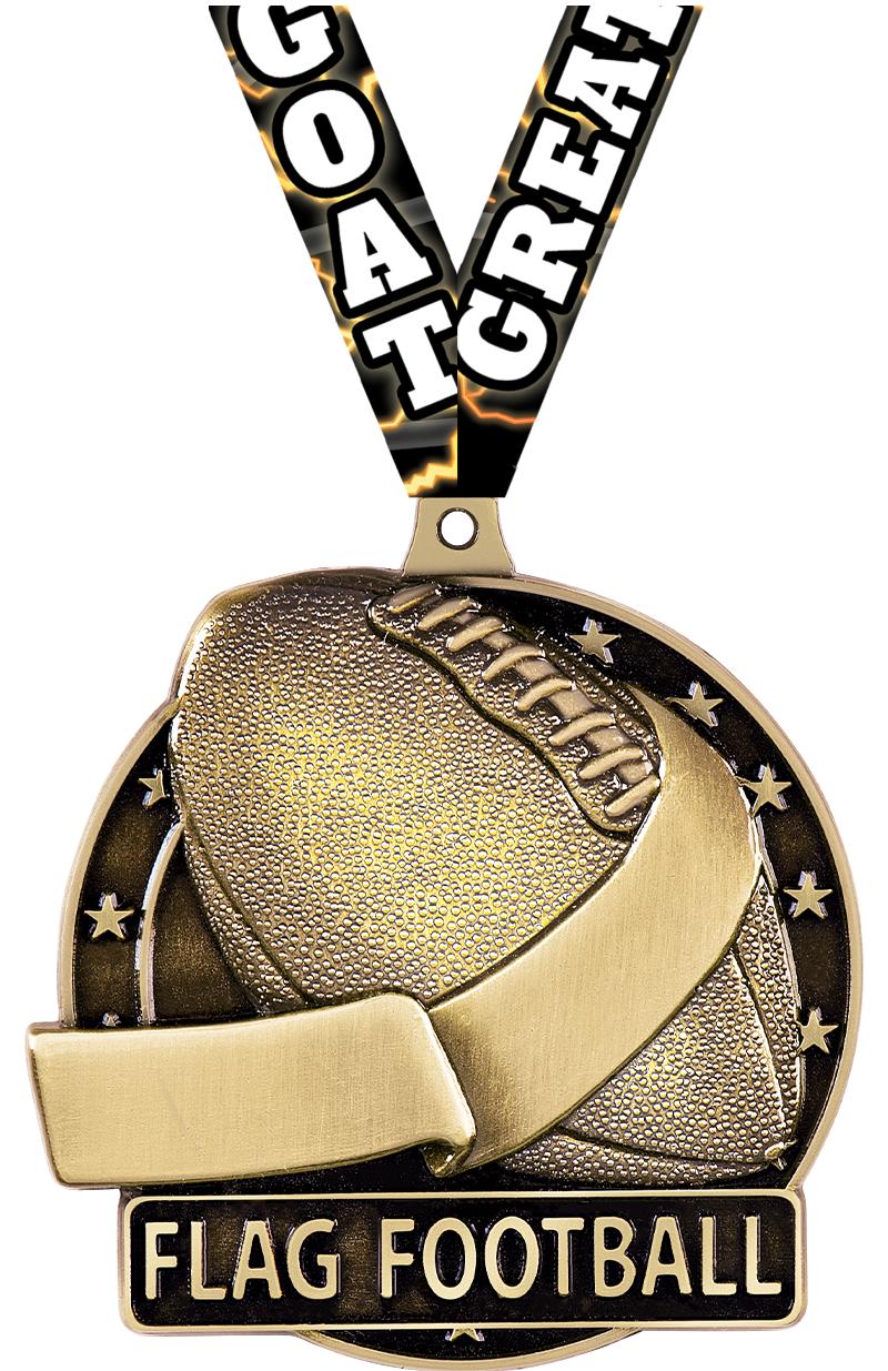 2" 3D FLAG FOOTBALL-MEDAL GOLD