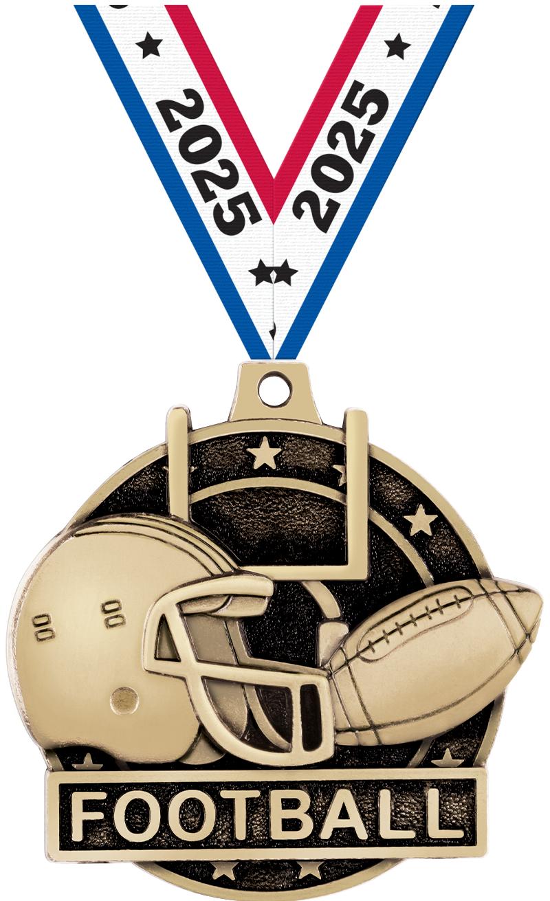 2" 3D FOOTBALL MEDAL GOLD