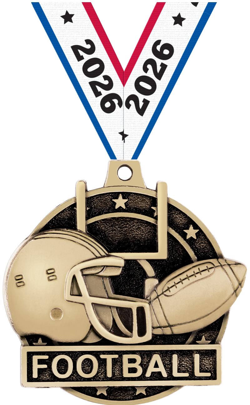 2" 3D FOOTBALL MEDAL GOLD
