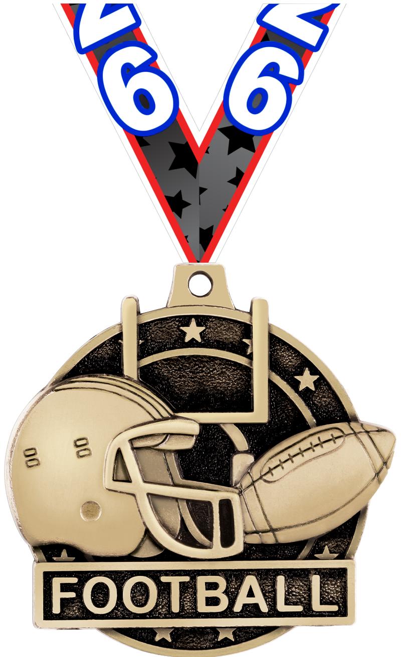 2" 3D FOOTBALL MEDAL GOLD