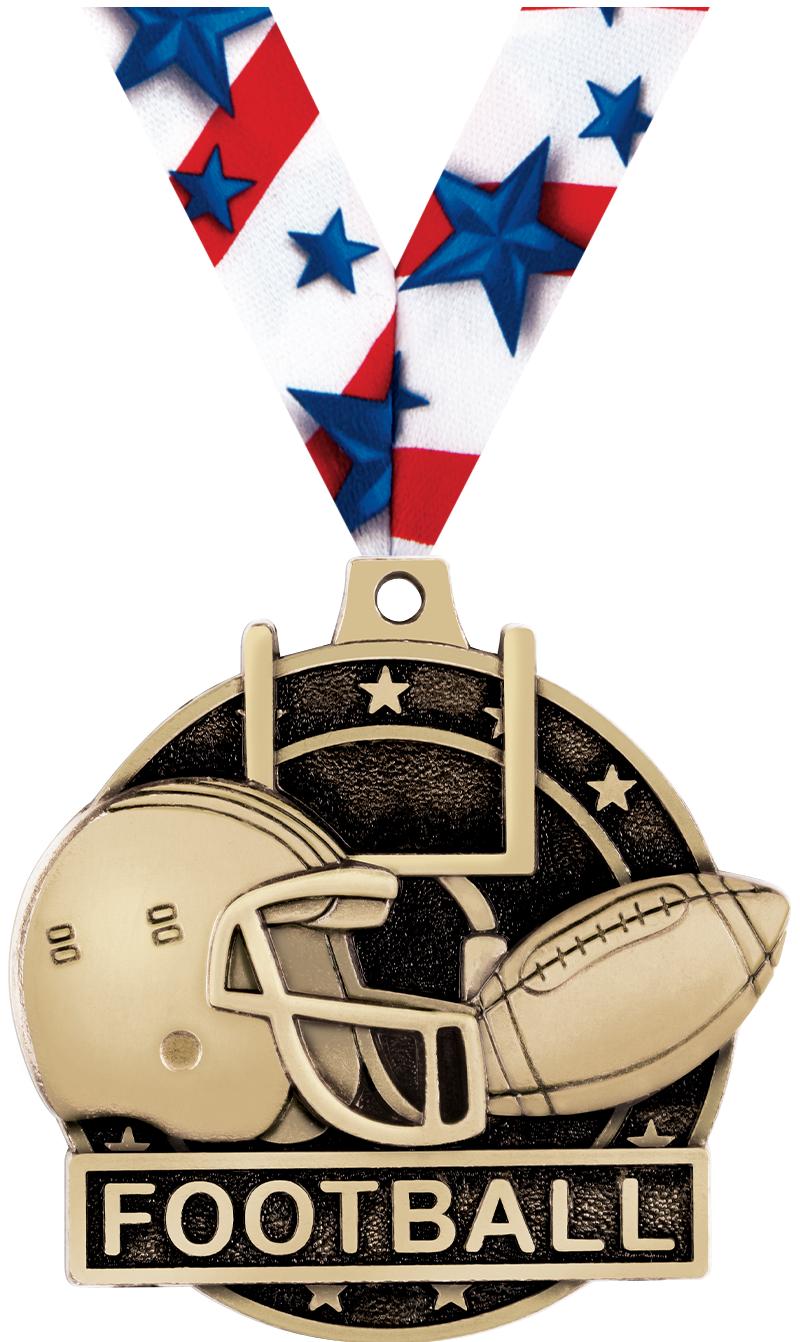 2" 3D FOOTBALL MEDAL GOLD