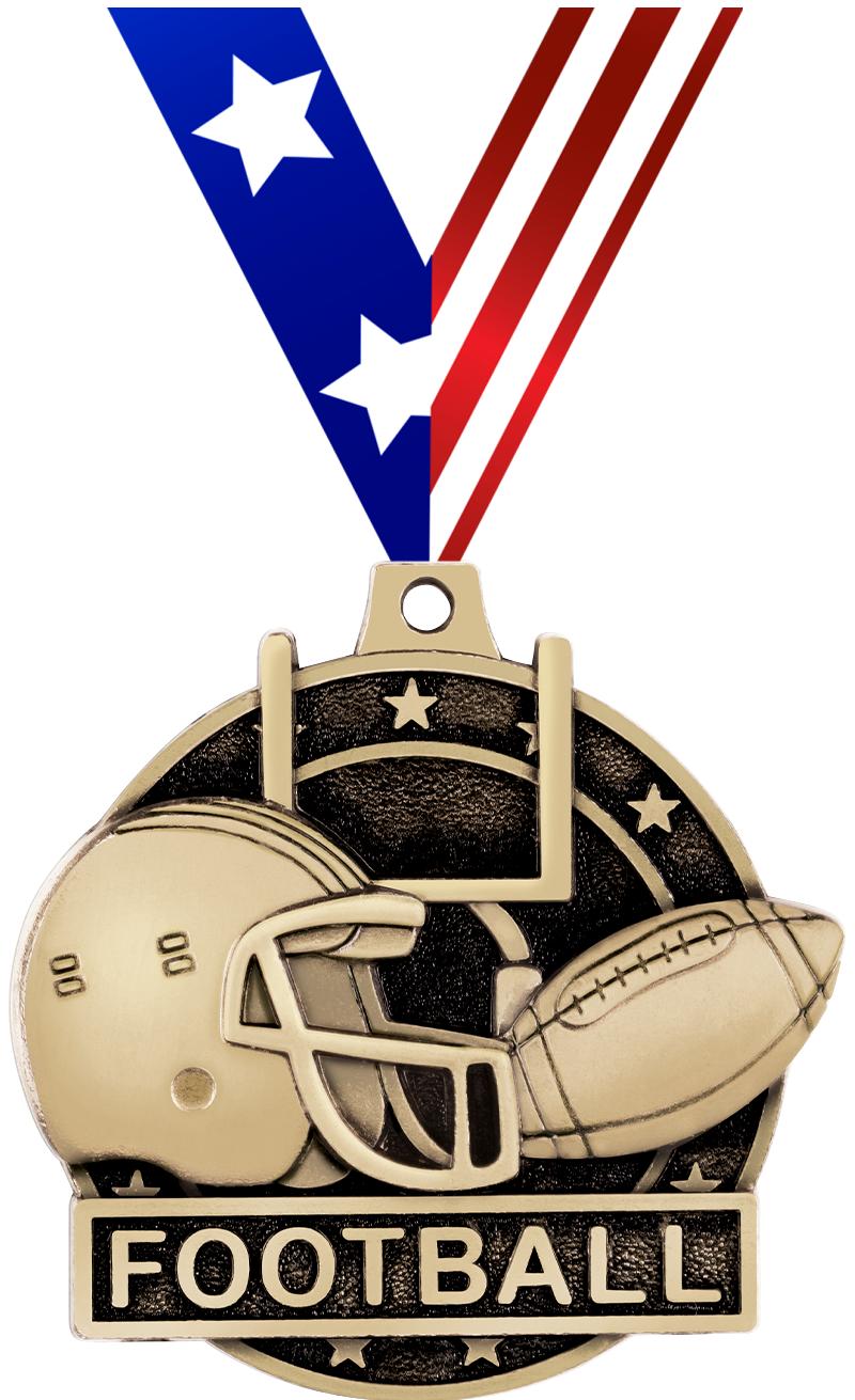 2" 3D FOOTBALL MEDAL GOLD
