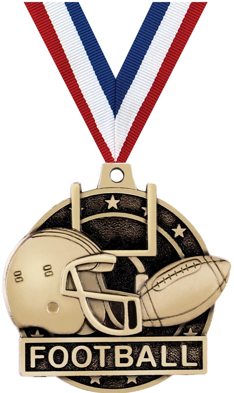 2" 3D FOOTBALL MEDAL GOLD