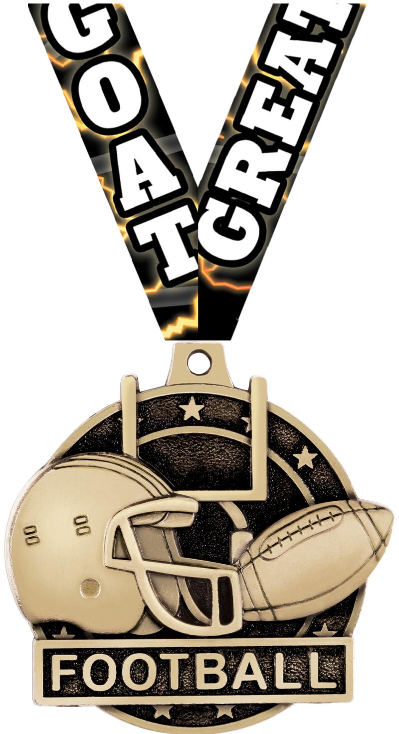 2" 3D FOOTBALL MEDAL GOLD