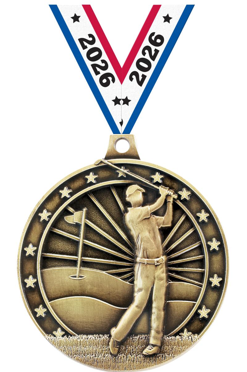 2" 3D GOLFER GOLD MDL