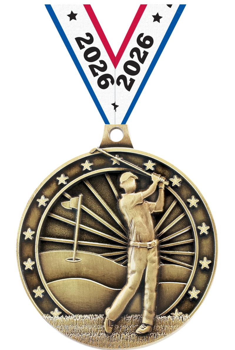 2" 3D GOLFER GOLD MDL