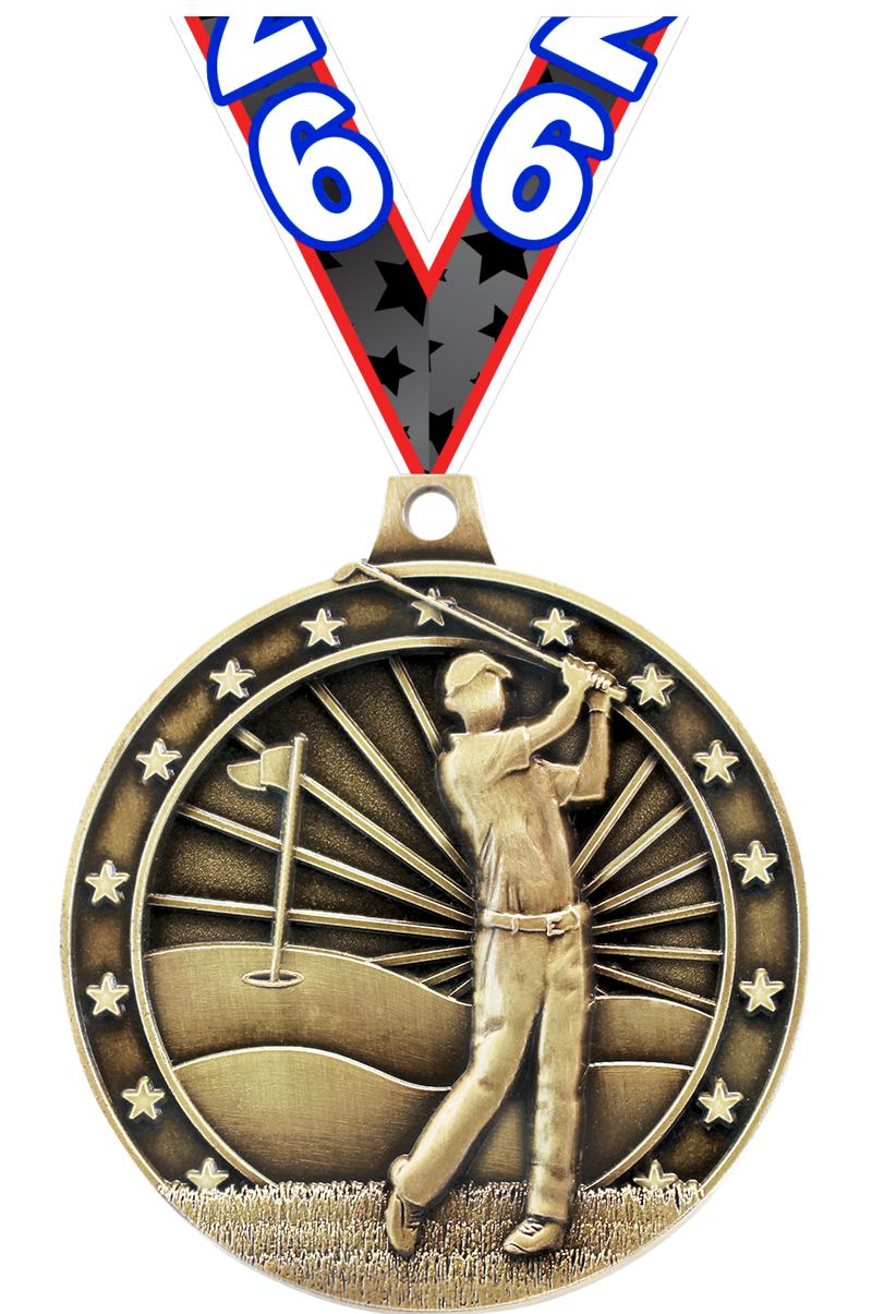 2" 3D GOLFER GOLD MDL