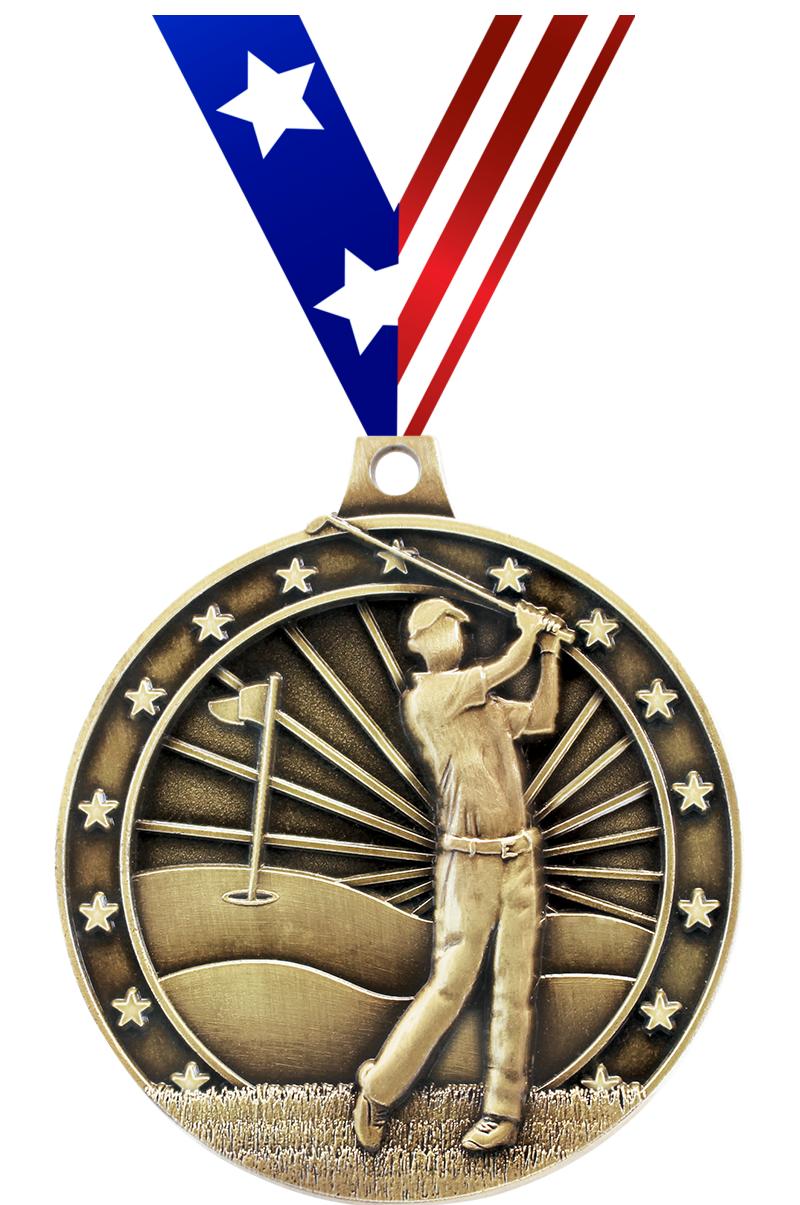 2" 3D GOLFER GOLD MDL