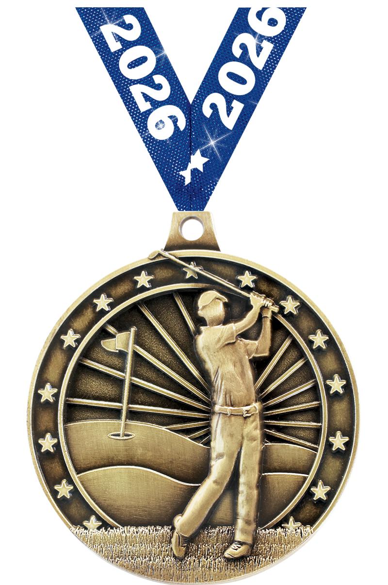 2" 3D GOLFER GOLD MDL