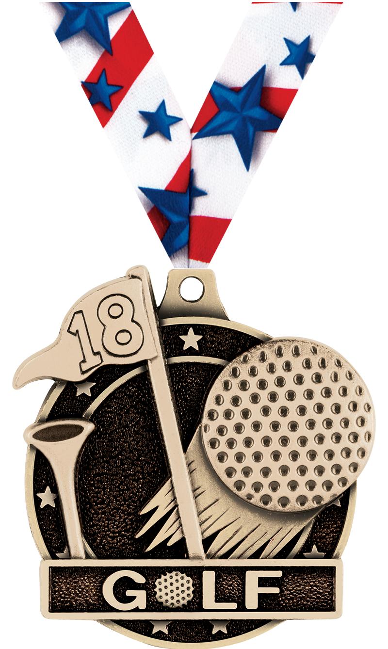 2" 3D GOLF MEDAL GOLD