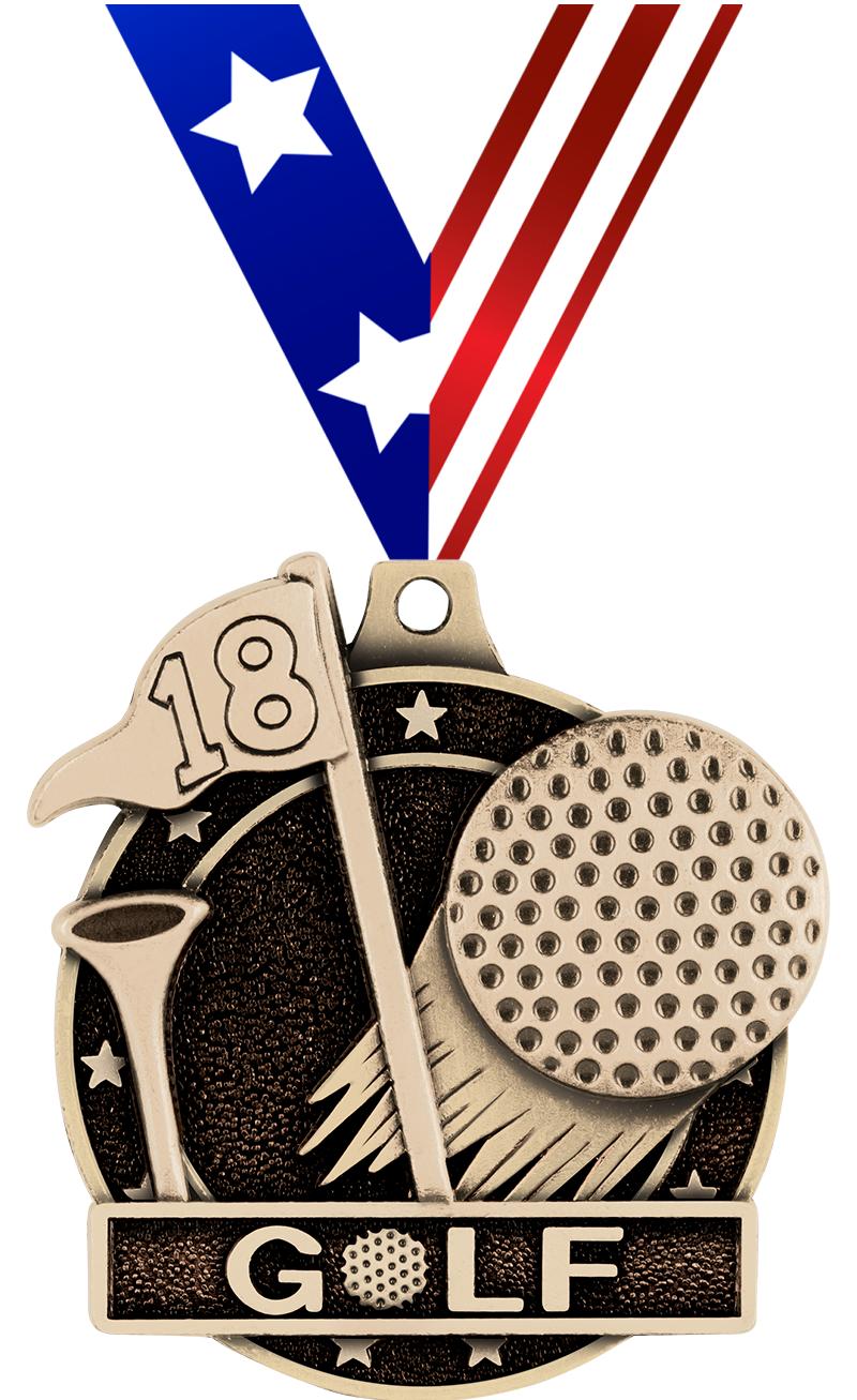 2" 3D GOLF MEDAL GOLD