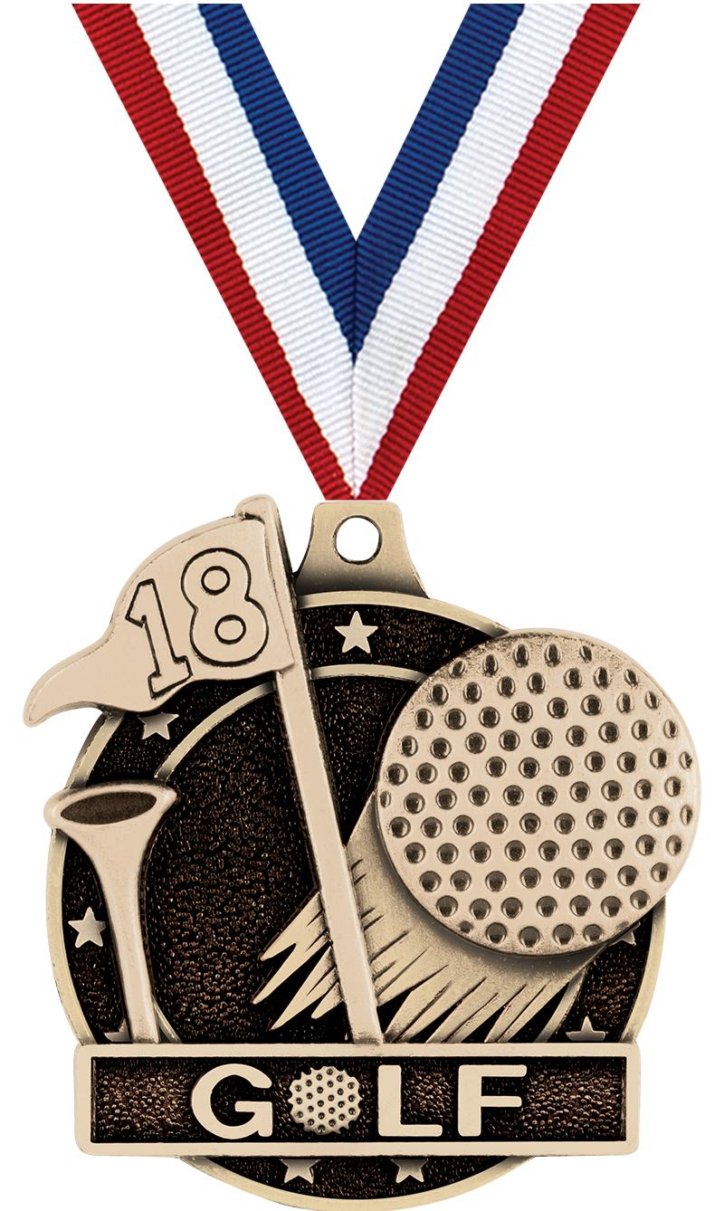 2" 3D GOLF MEDAL GOLD