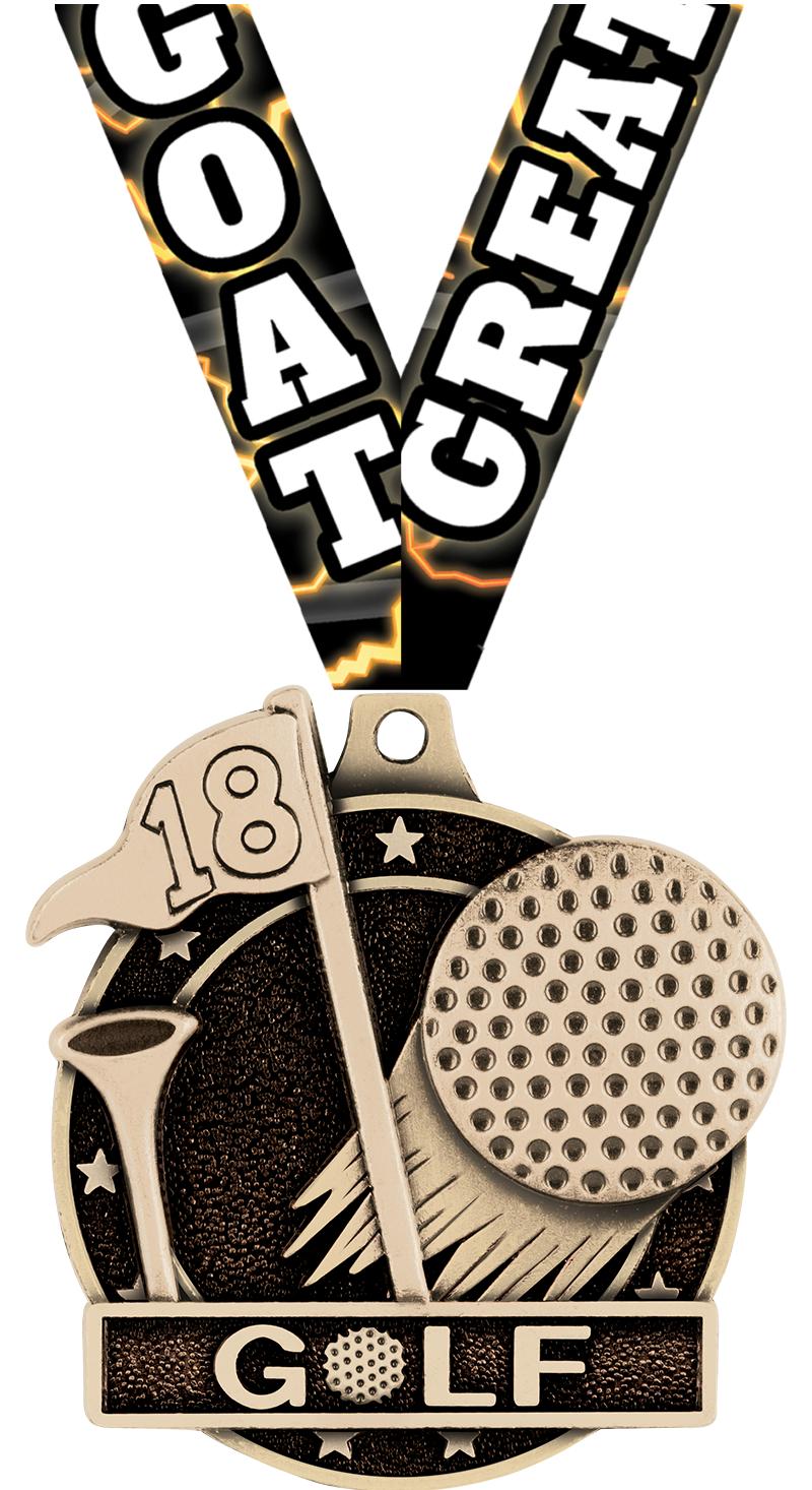 2" 3D GOLF MEDAL GOLD