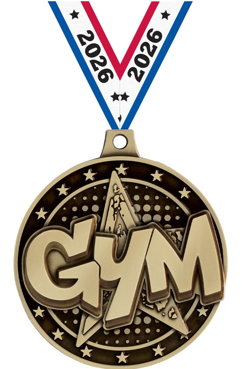 2" 3D GYM STAR MEDAL GOLD