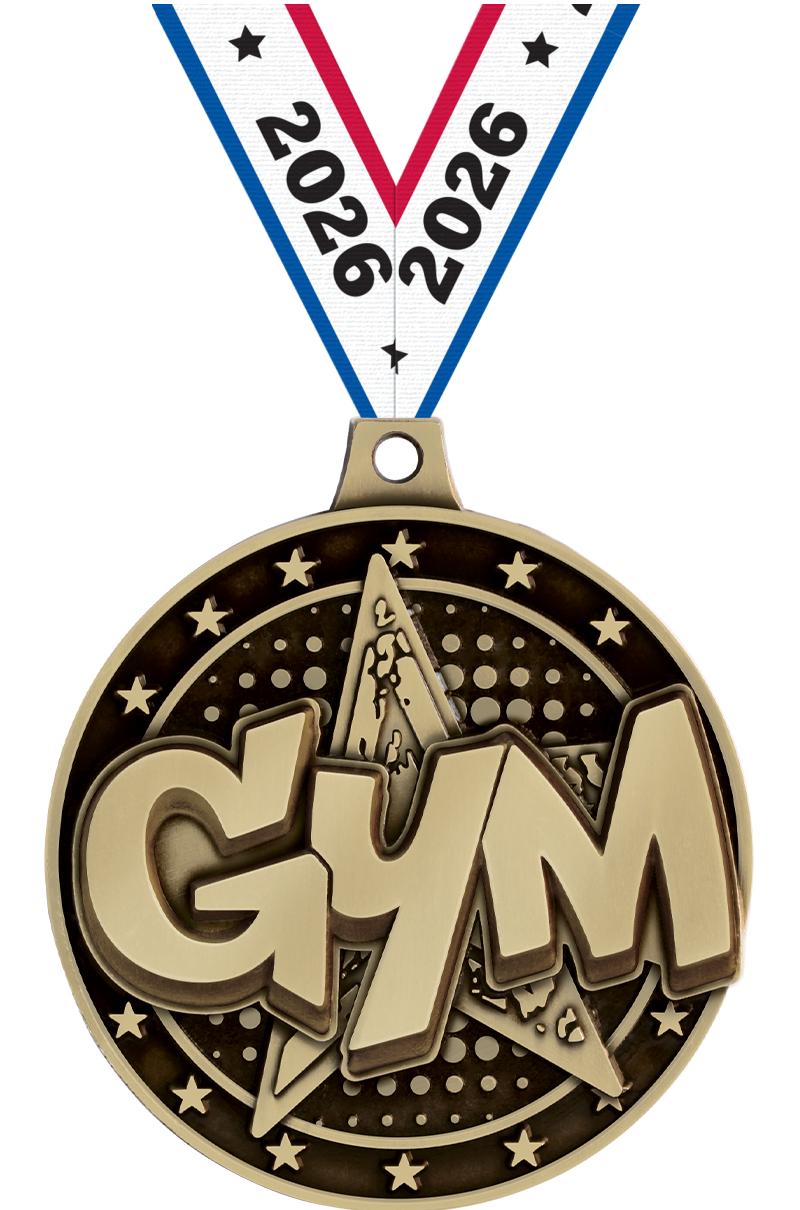 2" 3D GYM STAR MEDAL GOLD