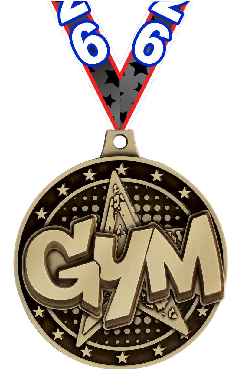 2" 3D GYM STAR MEDAL GOLD