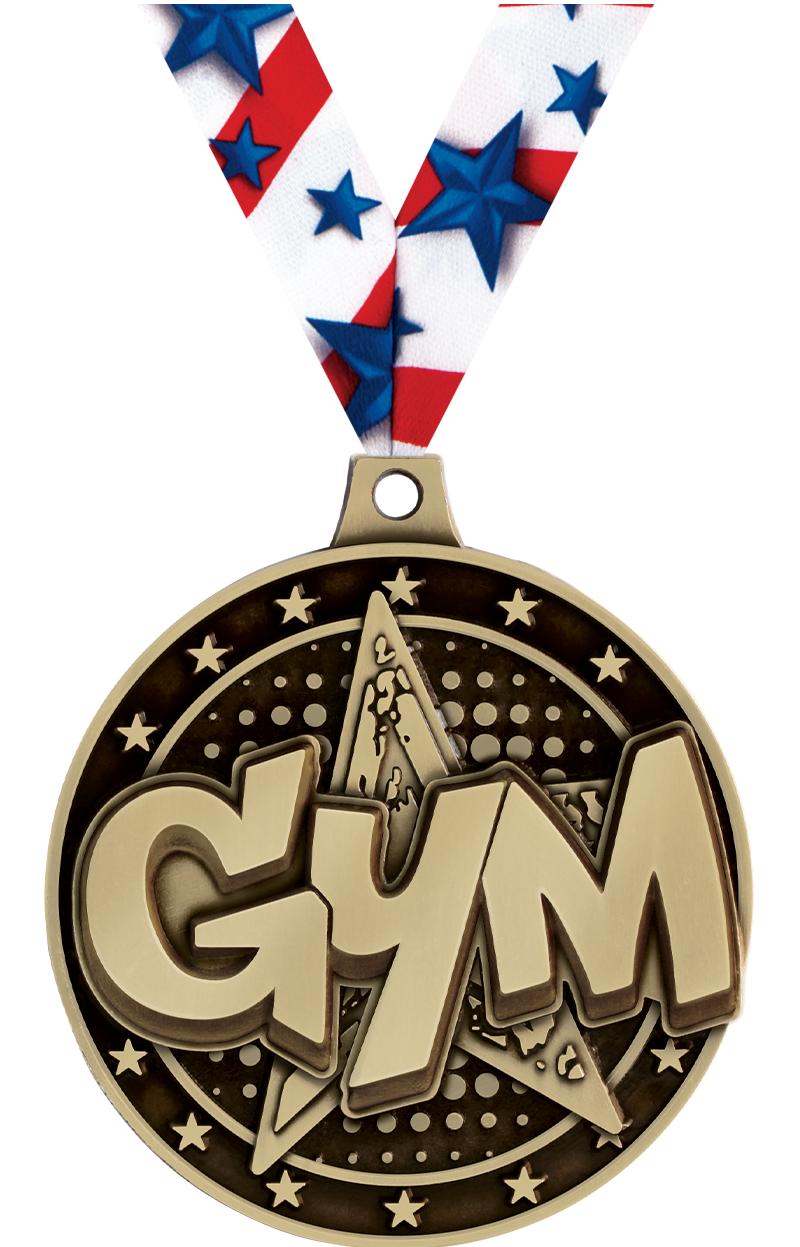 2" 3D GYM STAR MEDAL GOLD