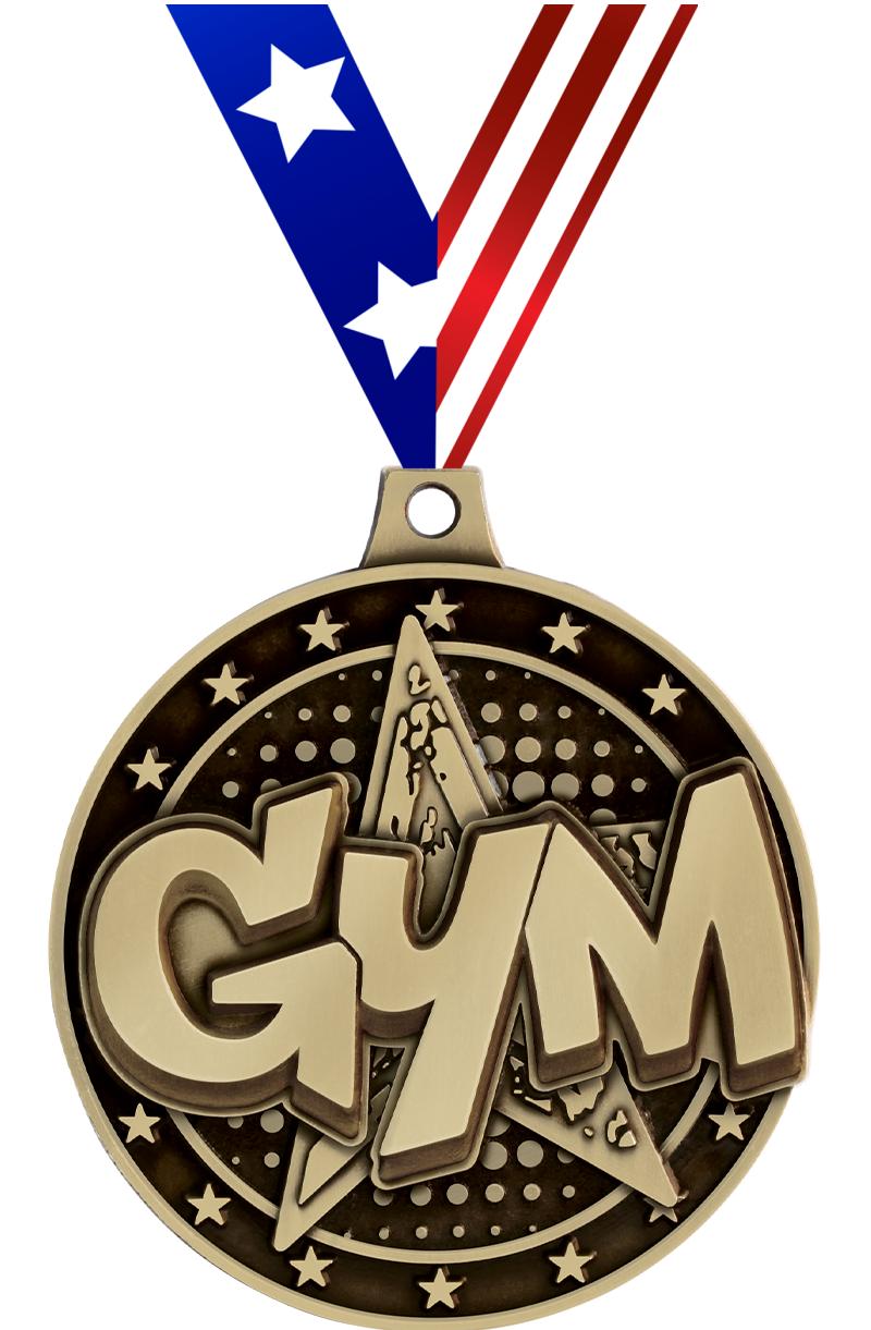 2" 3D GYM STAR MEDAL GOLD