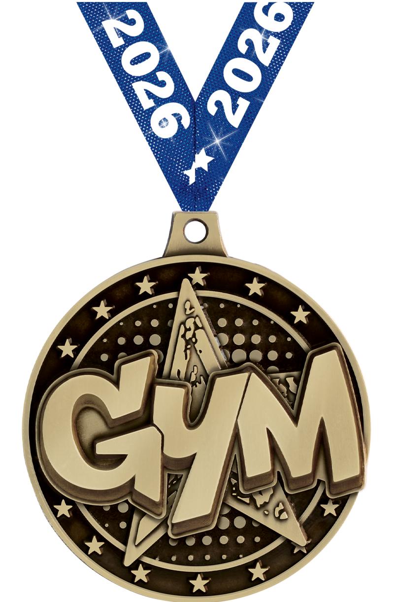 2" 3D GYM STAR MEDAL GOLD