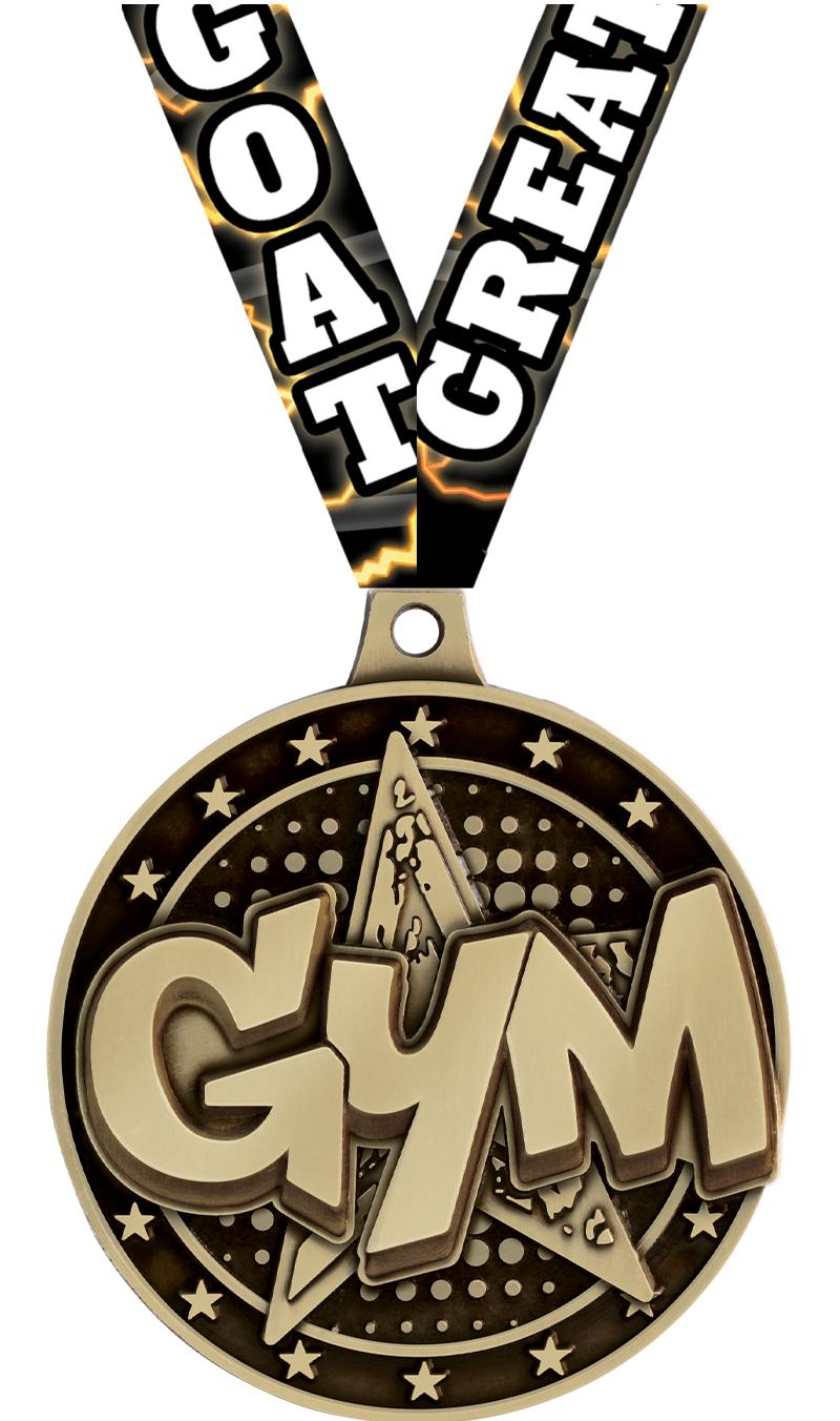 2" 3D GYM STAR MEDAL GOLD