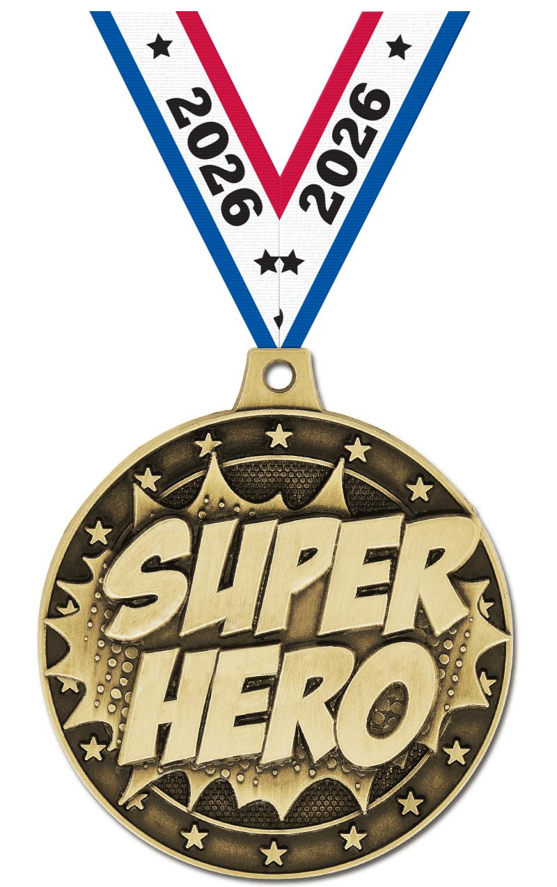 2" 3D SUPERHERO MEDAL GOLD