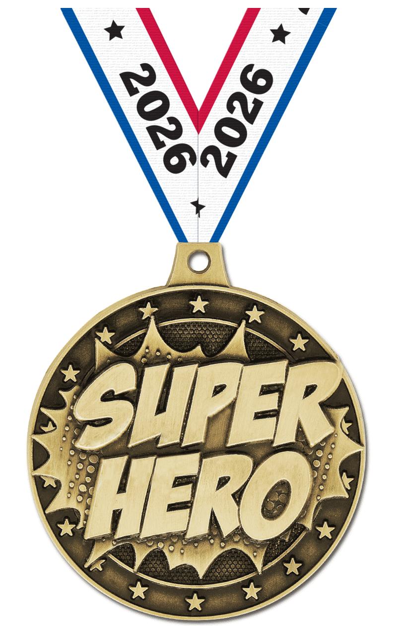 2" 3D SUPERHERO MEDAL GOLD