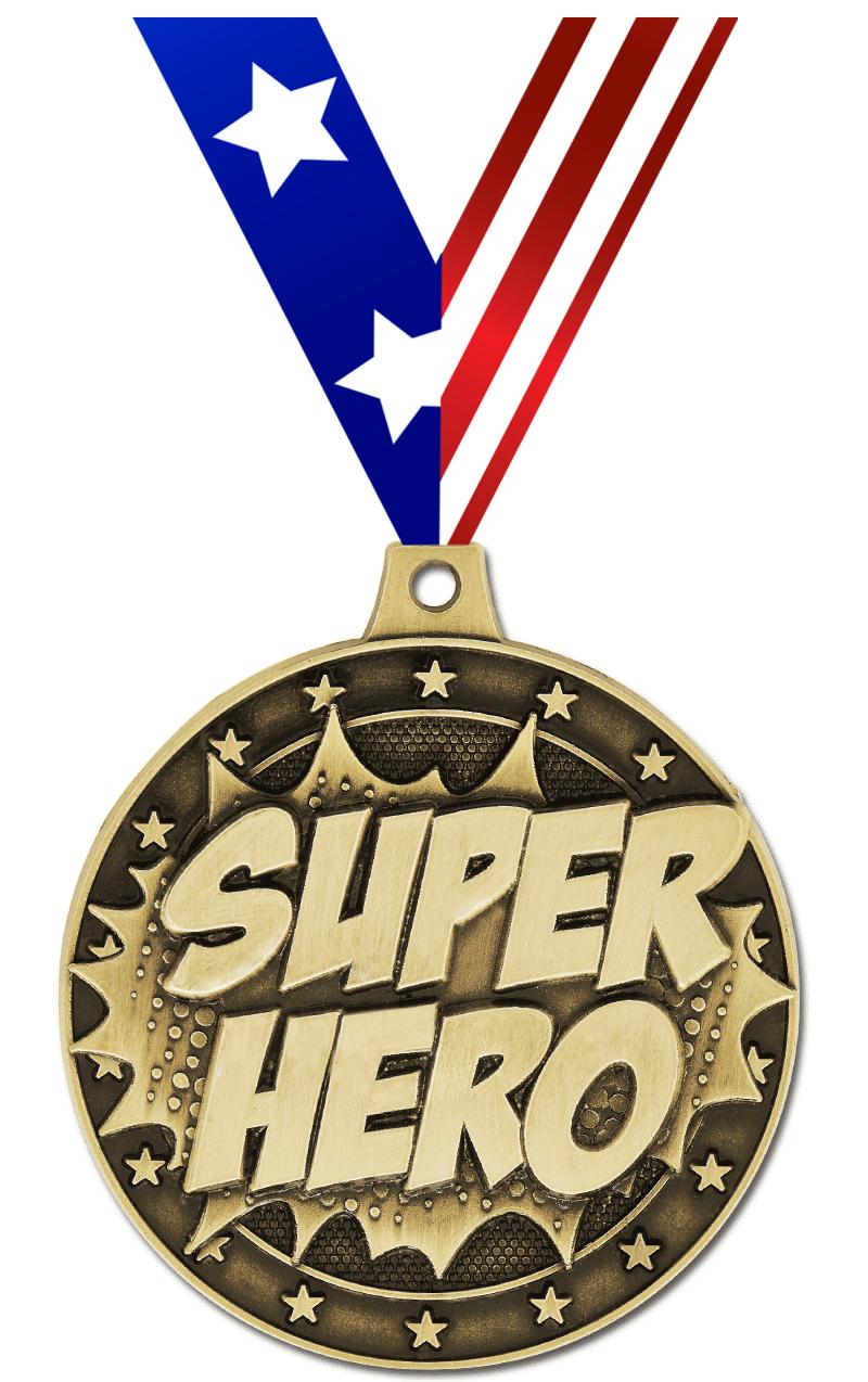 2" 3D SUPERHERO MEDAL GOLD