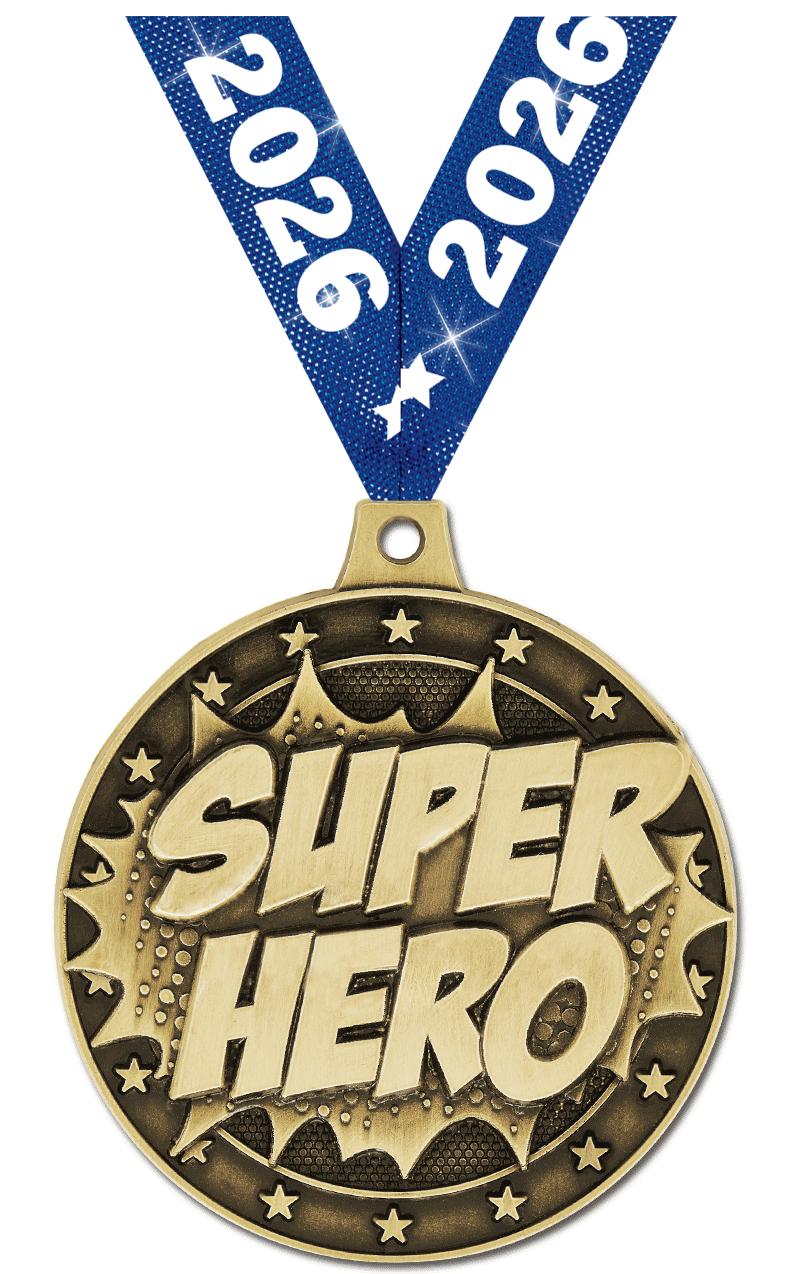 2" 3D SUPERHERO MEDAL GOLD